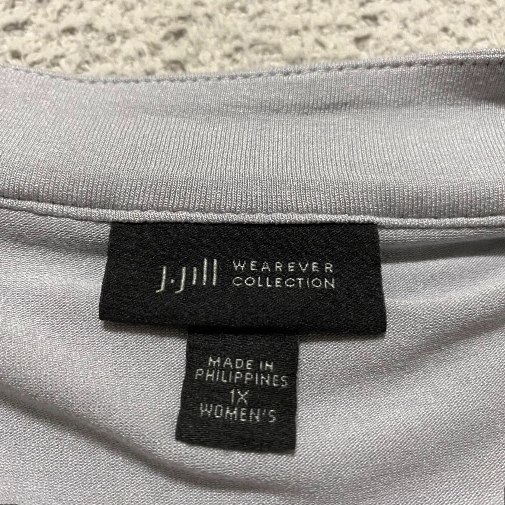 J. Jill VINTAGE J. Jill Shirt Womens 1X Plus Gray Long Sleeve Round Neck Pullover Wearever Blouse Ladies 1X Gray Rayon Spandex Casual Knit Size XL / US 12-14 / IT 48-50 - 3 Thumbnail