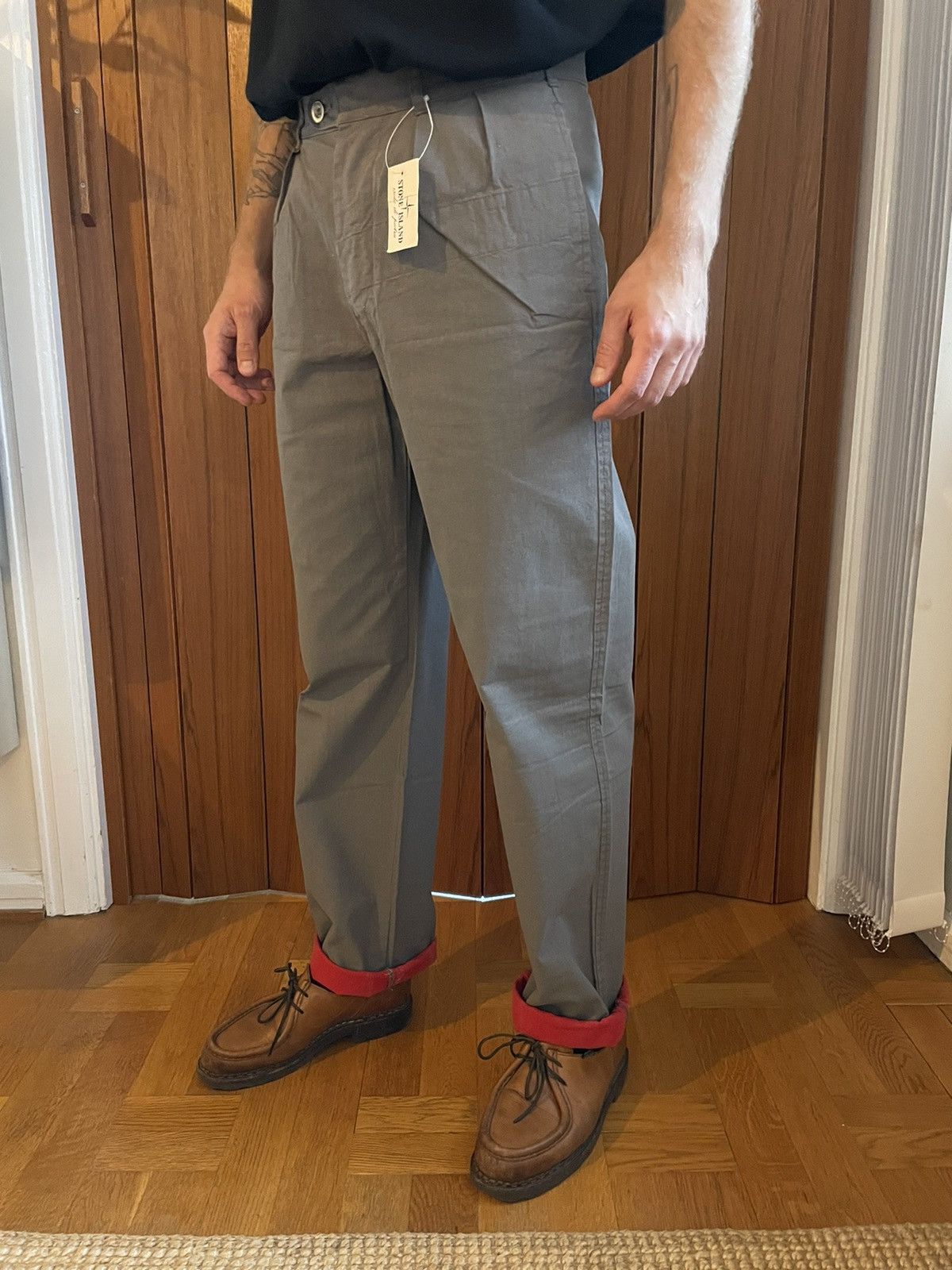 image of Massimo Osti x Stone Island First Season Tela Stella Pants in Grey, Men's (Size 30)