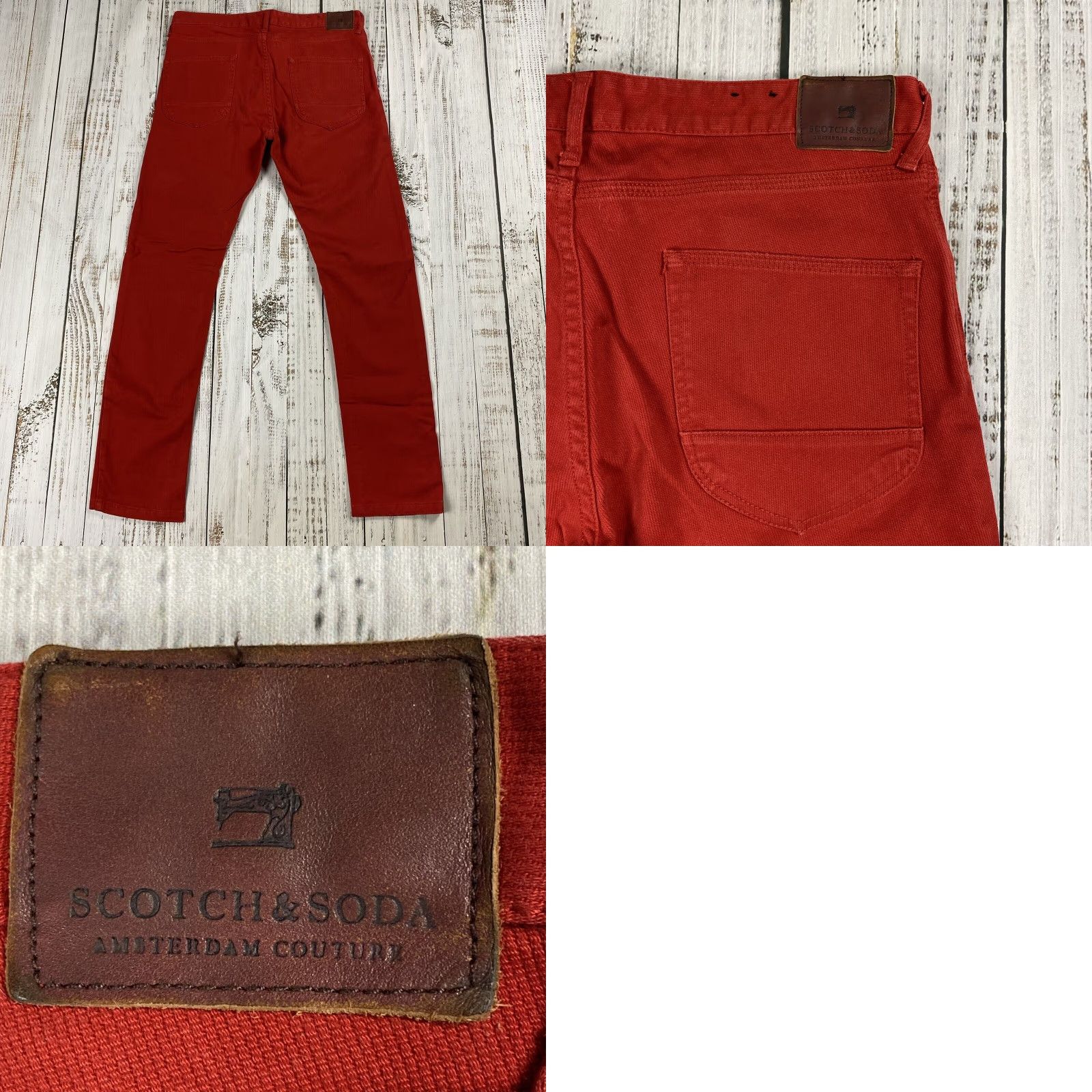 Scotch & Soda SCOTCH & SODA Extra-Slim Chino Pants 32x32 Cherry Red Cotton Pique Mens Size US 32 / EU 48 - 8 Thumbnail