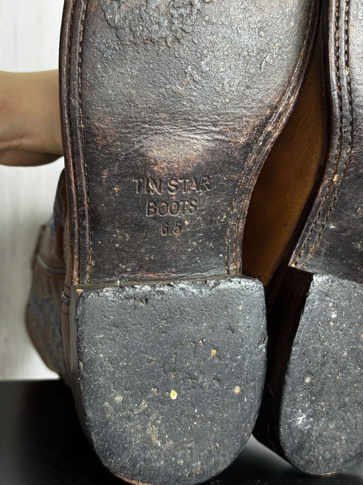 Cowboy Equipment Tin Star Boots Cowboy Western Texas Leather shoes size 6.5D Size US 6.5 / EU 39-40 - 14 Thumbnail