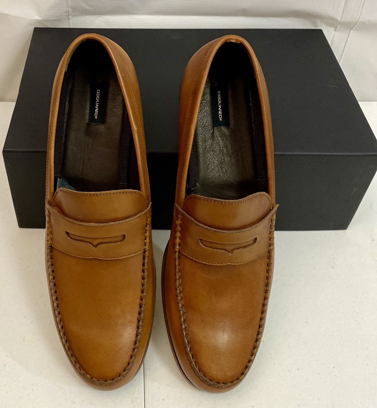 Dsquared2 Dsquared2 🇮🇹 Brown Leather Handmade Penny Loafer 12 NEW Size US 12 / EU 45 - 1 Thumbnail