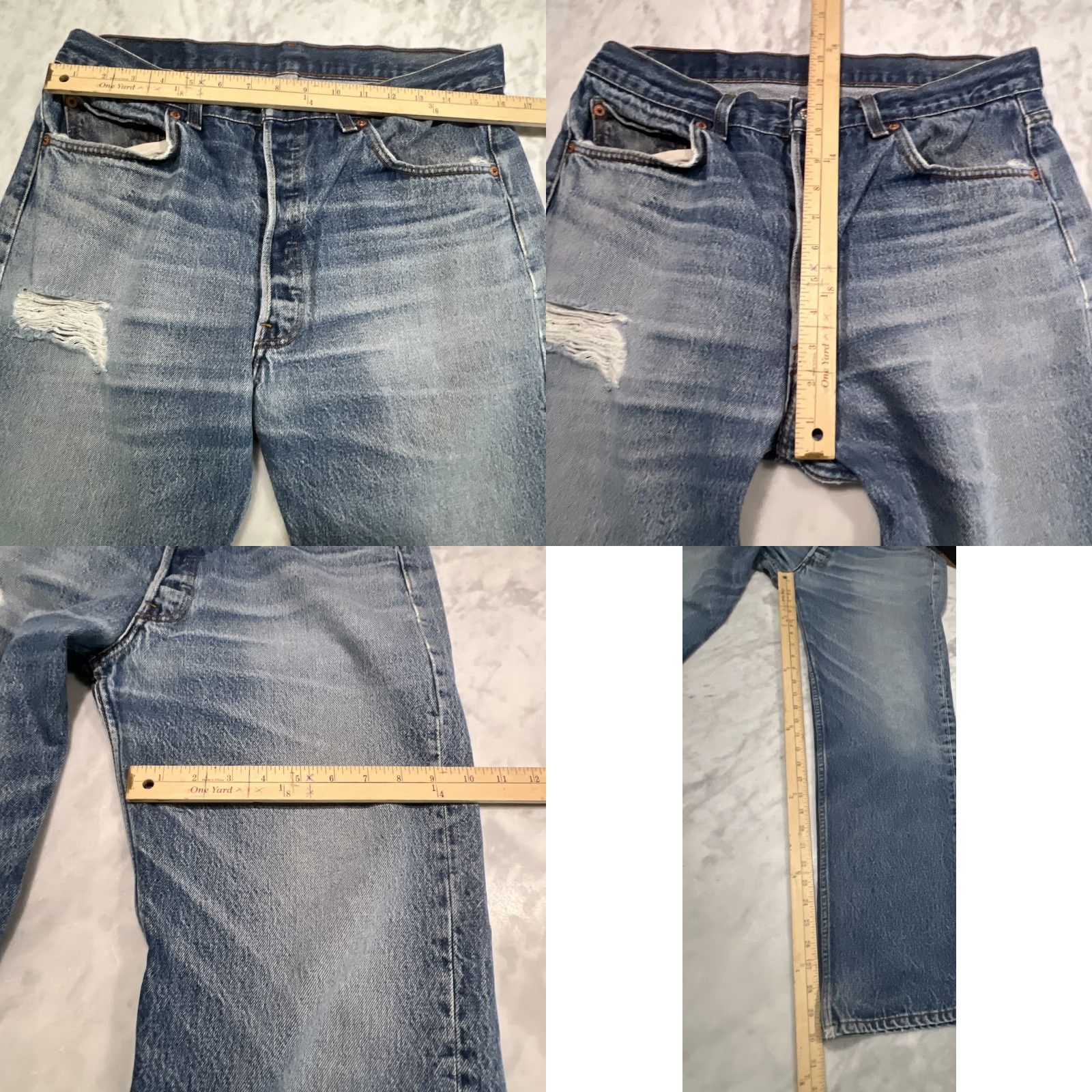 Levi's VINTAGE Levi’s 501 Jeans Men 32x30 Blue Button Fly USA Jeans Classic Distressed Whiskers 5-Pocket Denim 501 Series Mens Size US 32 / EU 48 - 11 Thumbnail