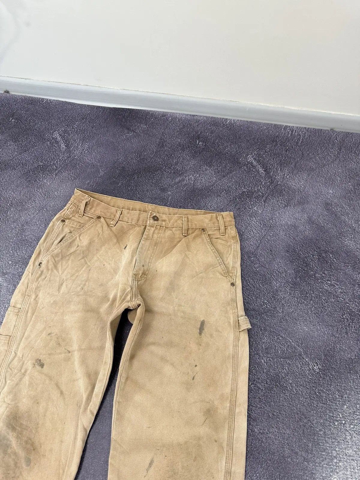 Dickies × Vintage Vintage Dickies Faded Cream Denim Work Hype Baggy Pants Size US 34 / EU 50 - 9 Thumbnail