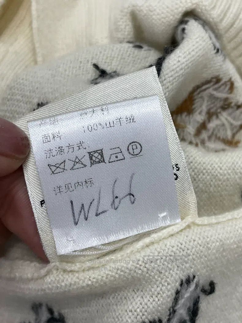 Hermes Hermes White and black four-leaf clover cashmere cardigan Size XS / US 0-2 / IT 36-38 - 7 Thumbnail