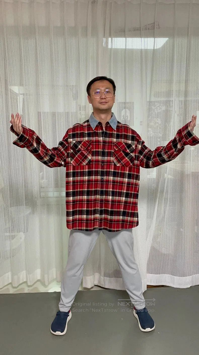 Fear of God FOG Season 5 Red Plaid Denim Collar Shirt. Size US M / EU 48-50 / 2 - 7 Thumbnail