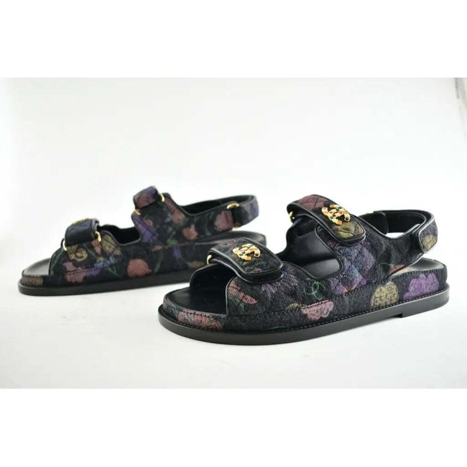 Chanel Chanel 21A Black Denim Graffiti CC Logo Mule Slide Strap Size US 10 / IT 40 - 10 Thumbnail