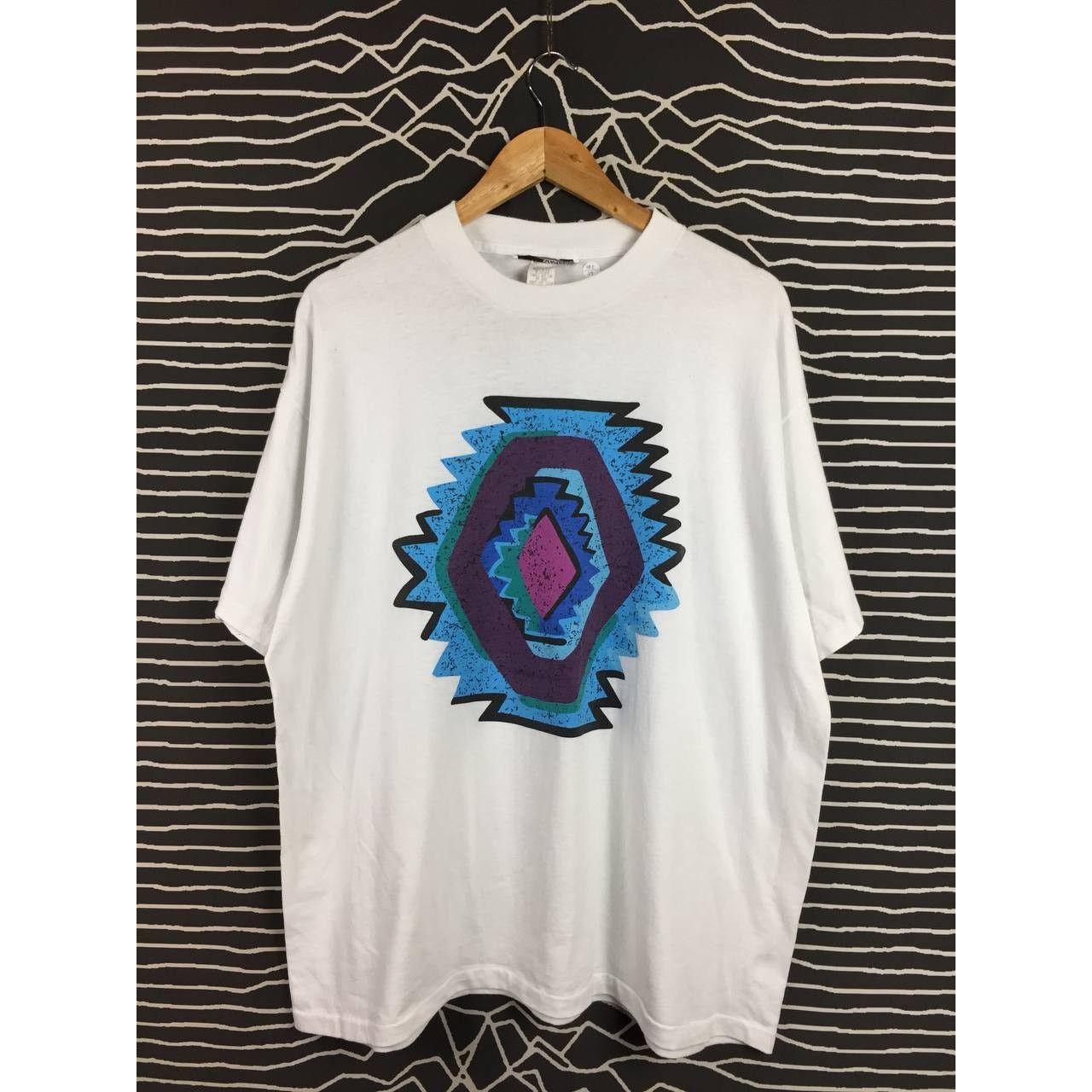 Vintage Vtg 90s C.M. Shapes Memphis Style Abstract Graphic Tee Size US XL / EU 56 / 4 - 1 Thumbnail
