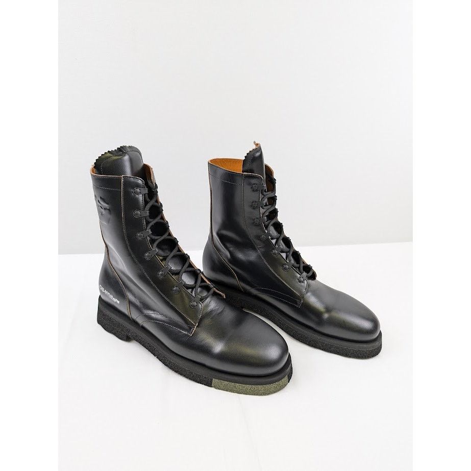 Off-White o1rshd1 Leather Sponge Combact Boots in Black Size US 12 / EU 45 - 14 Thumbnail