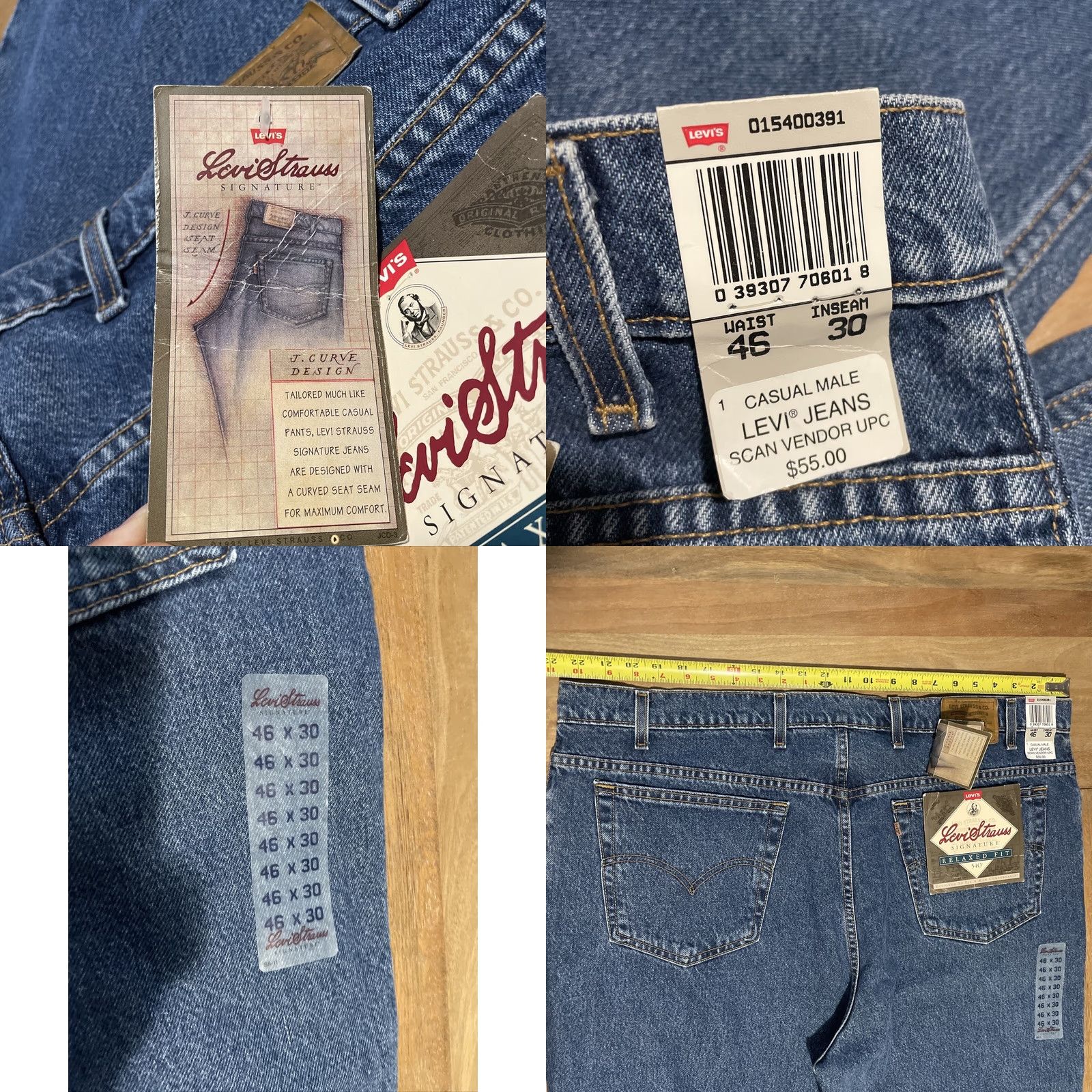 Levi's VINTAGE Levi's Jeans 540 Signature Relaxed Fit 46x30 45x30 Big & Tall Men denim blue 90s Retro NWT 100% Cotton USA Mens Jeans Size US 44 / EU 60 - 8 Thumbnail