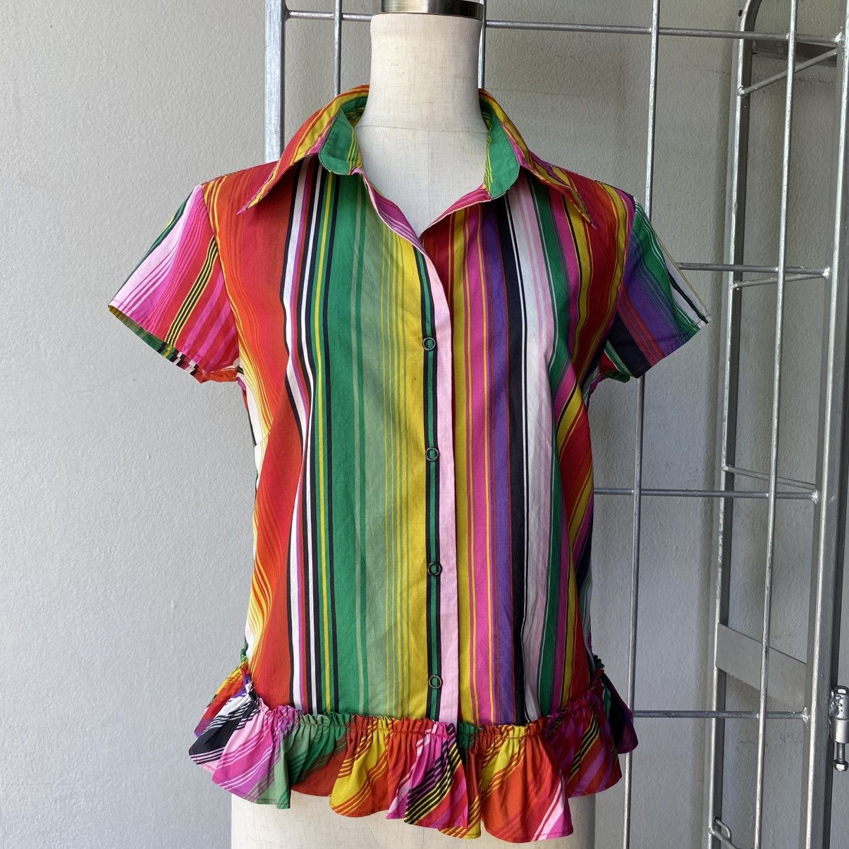 Etro ETRO Rainbow Stripe Ruffle Shirt Size S / US 4 / IT 40 - 14 Thumbnail