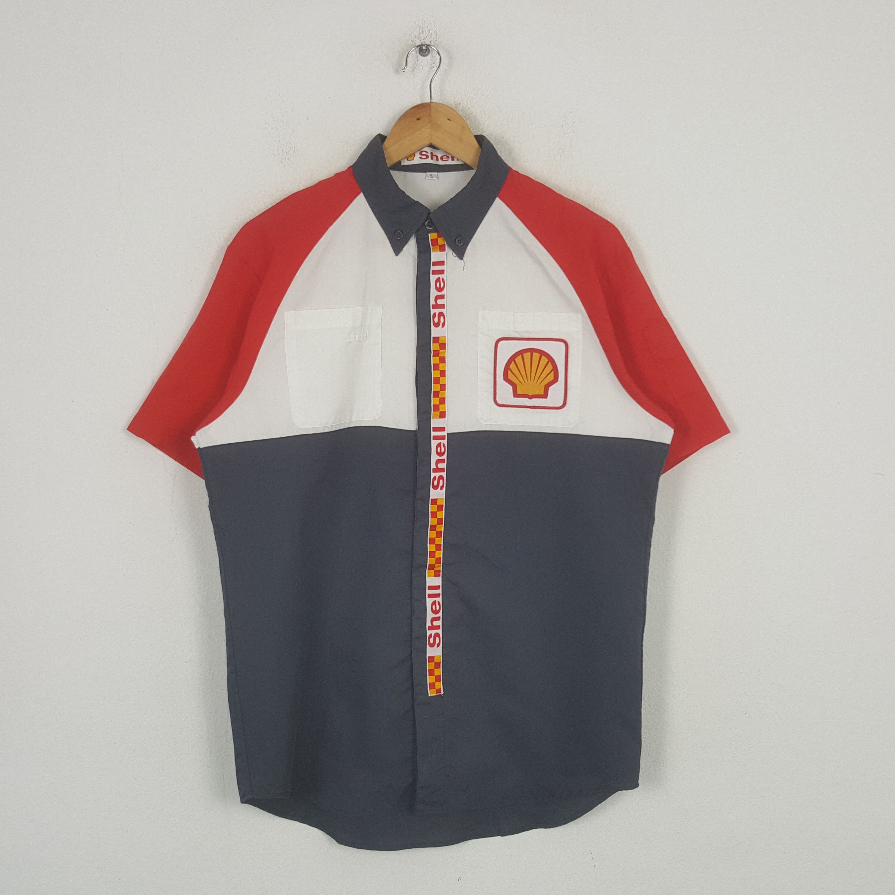 Vintage Vintage Shell Formula One Uniform Shirt Button Up C301N65 Size US L / EU 52-54 / 3 - 3 Thumbnail
