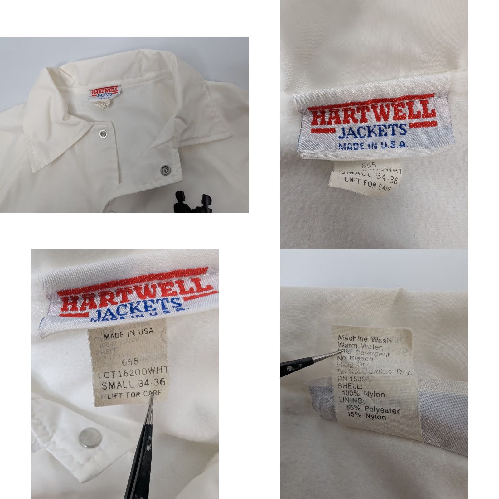 Vintage VINTAGE Hartwell Jacket Men S Ivory Nylon Snap Button Mid-Length Windbreaker USA Theme 90s Boys? Size US S / EU 44-46 / 1 - 8 Thumbnail