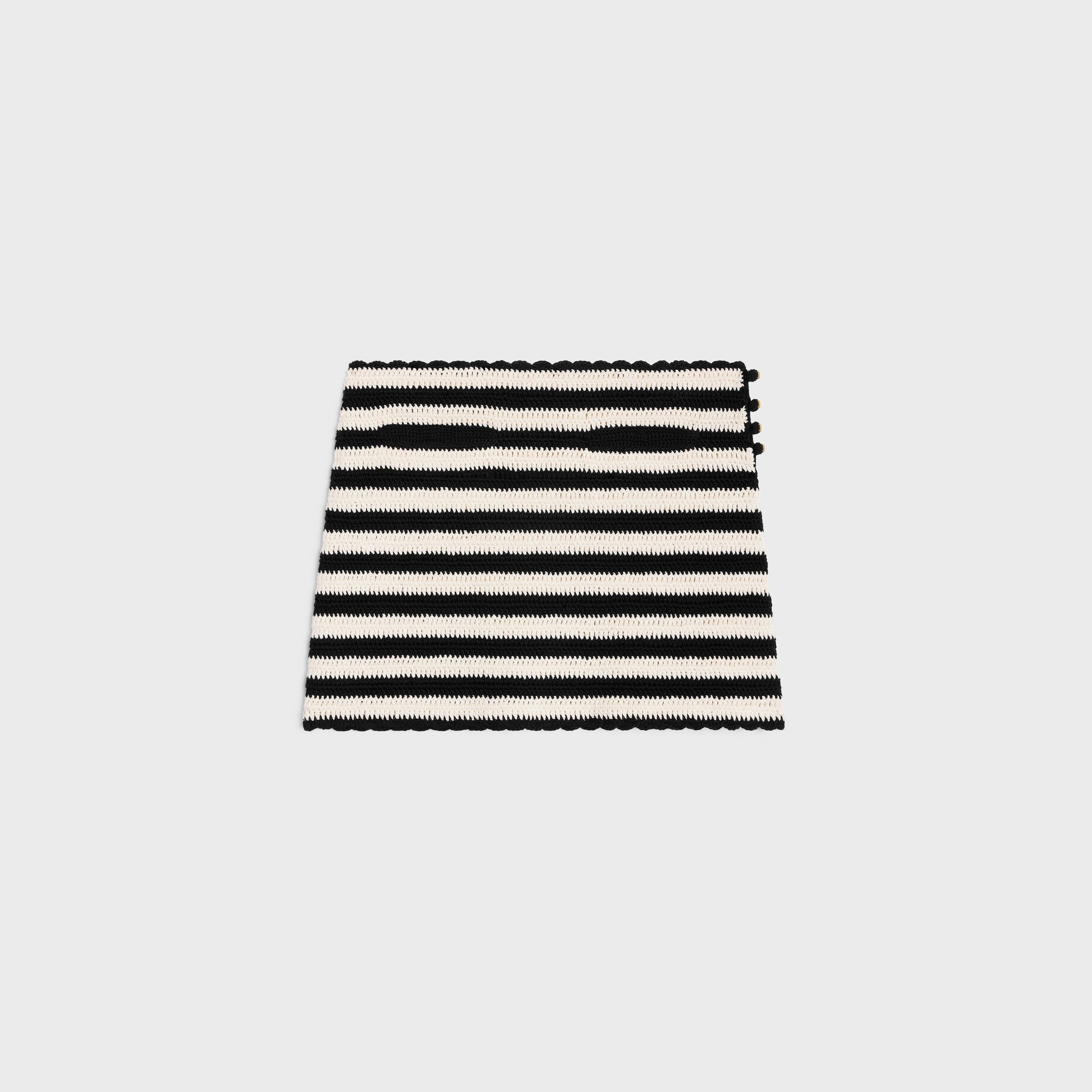 Celine STRIPED MINI SKIRT IN CROCHETED COTTON black/ecru Size 28" / US 6 / IT 42 - 1 Thumbnail