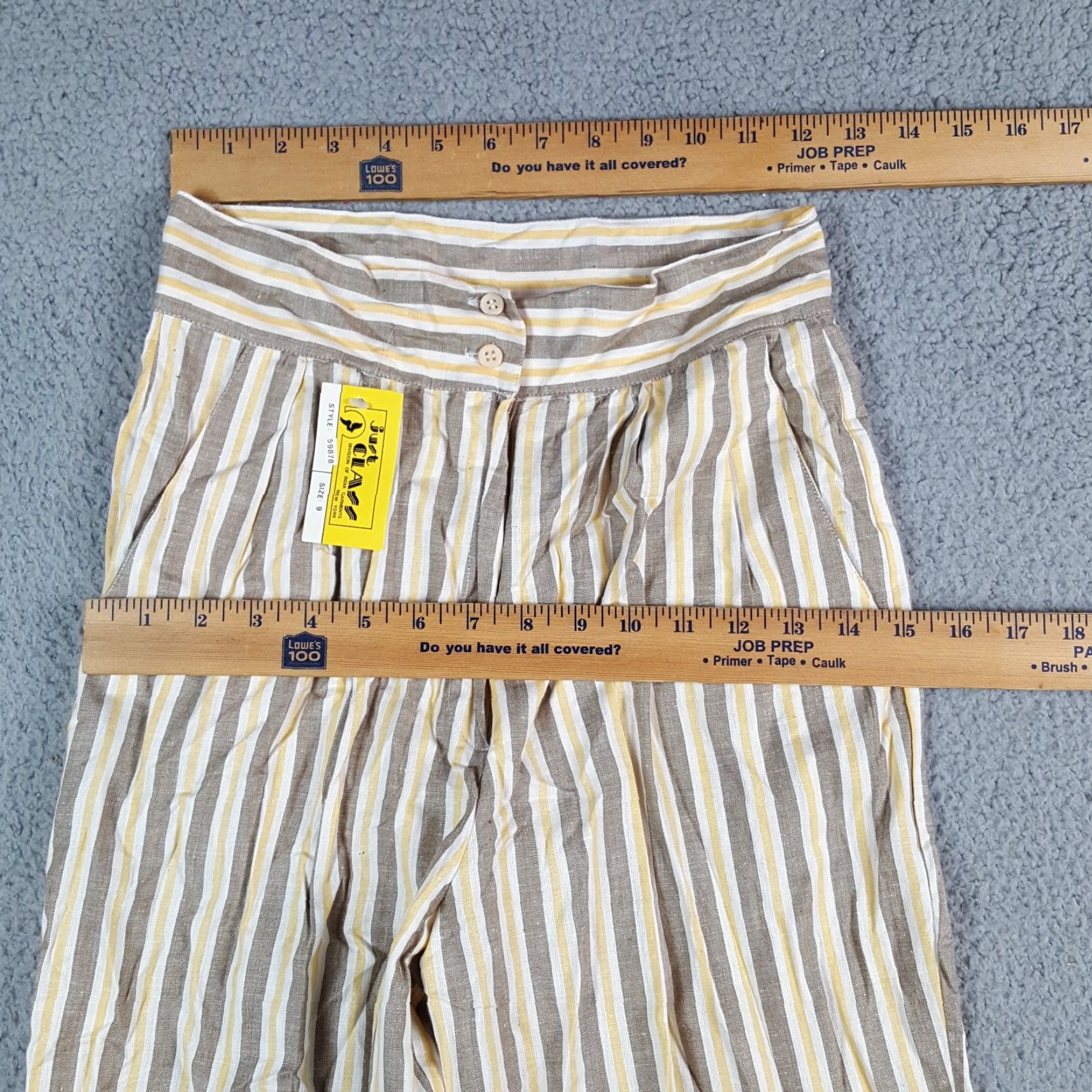 Vintage VINTAGE Just Class Capri Pants Women Capris 90s Striped Yellow Size 9 Capri Pants Bohemian Retro 90s Womens Size 30" / US 8 / IT 44 - 6 Thumbnail