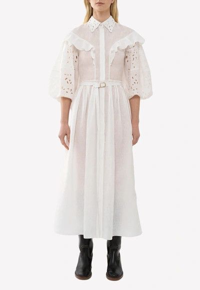 Chloe o1loc1c10425 Baloon-Sleeve Dress in White Size S / US 4 / IT 40 - 2 Thumbnail