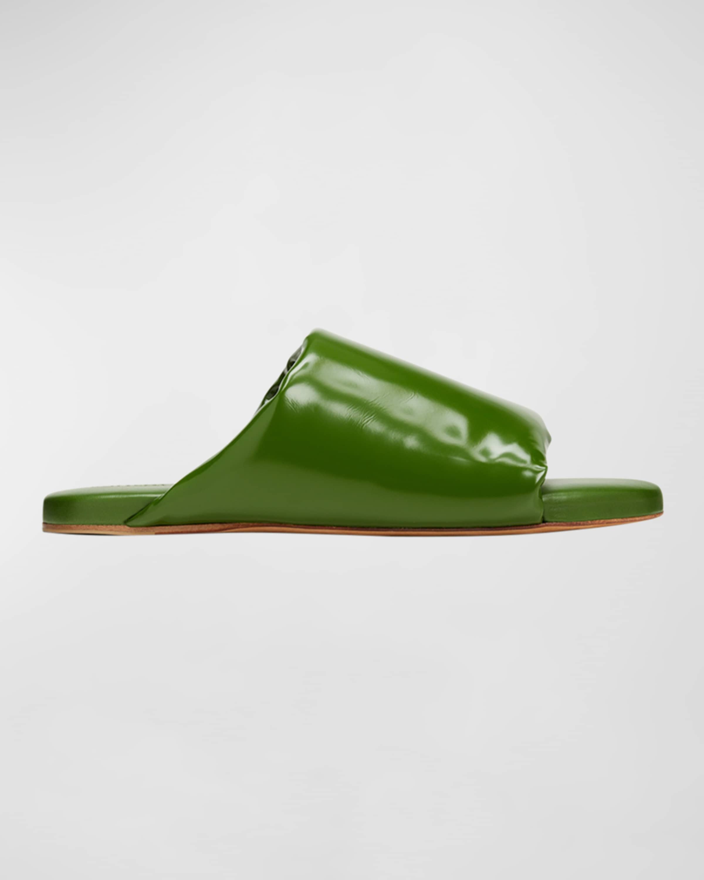 Bottega Veneta o1y0725 Leather Slippers in Green Size US 5 / IT 35 - 1 Thumbnail