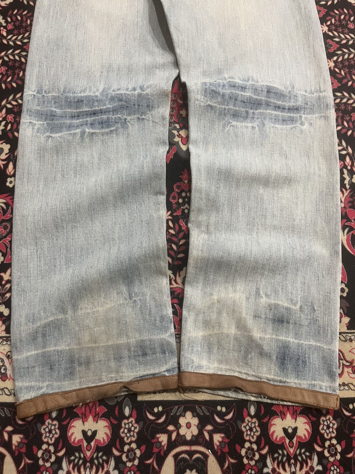 Japanese Brand Vintage Fourseason Light Blue Whisker Distressed Grunge Jean Size US 33 - 9 Thumbnail