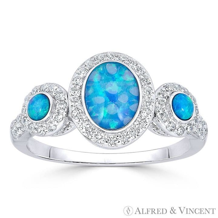 Other Oval & Synthetic Opal CZ Crystal Ring in 925 Sterling Silver Size ONE SIZE - 1 Preview