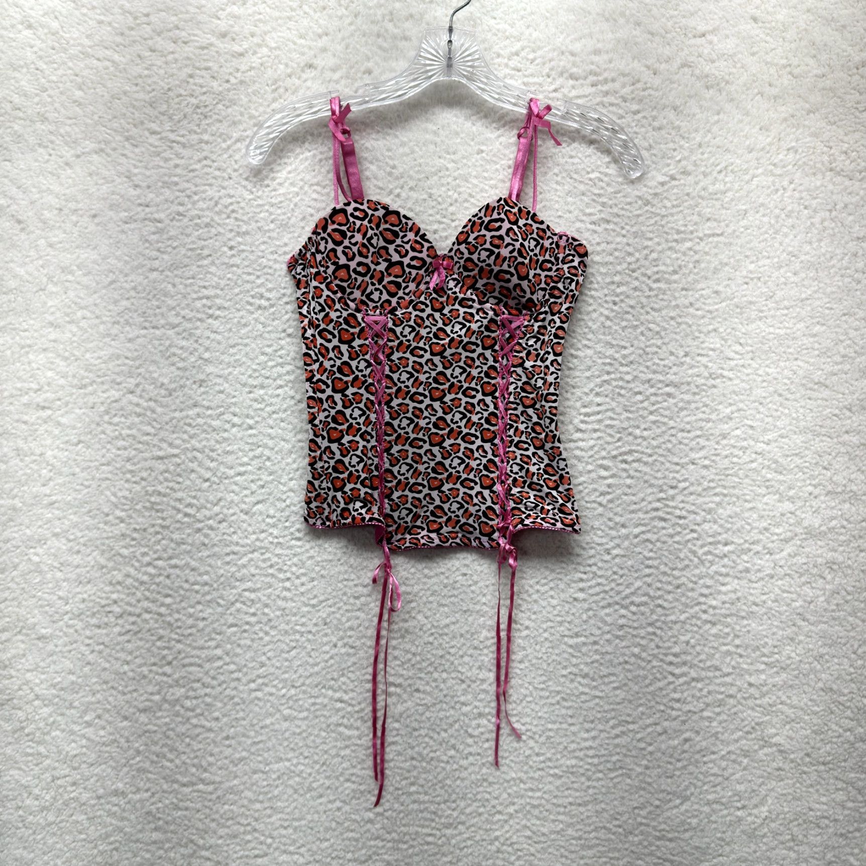 Vintage VINTAGE Y2K Corset Bustier Top Pink Leopard Cheetah Animal Print Boned Coquette Fairy Womens SXS Size S / US 4 / IT 40 - 4 Thumbnail