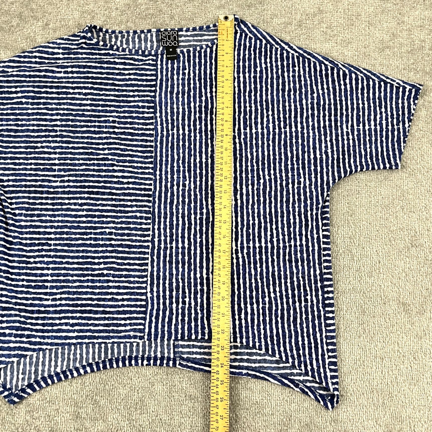 Vintage VINTAGE CLARA SUN WOO Shirt Womens Medium Blue White Striped Stretch Top Preppy USA Made Size M / US 6-8 / IT 42-44 - 4 Thumbnail