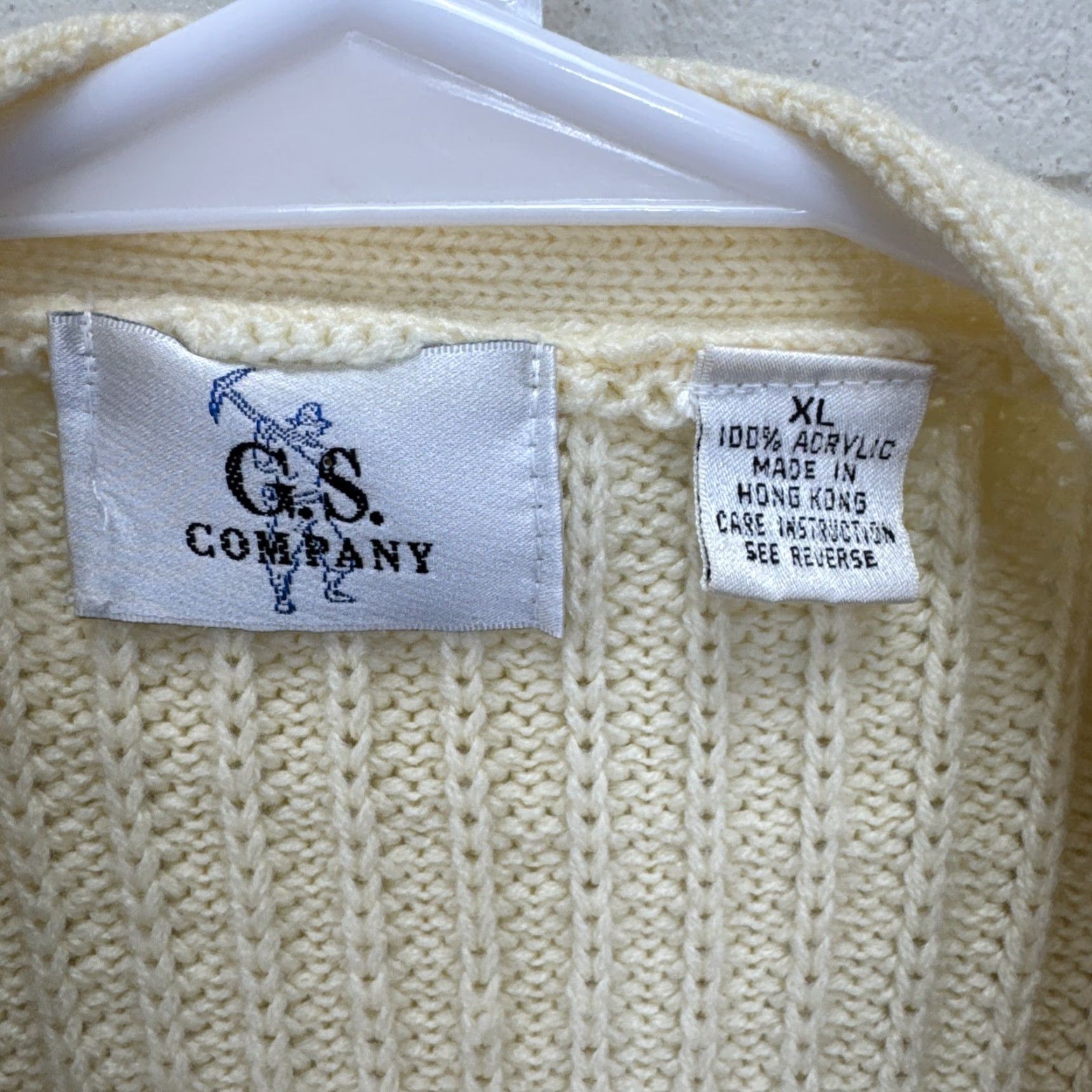 Vintage VINTAGE G.S. Company Cardigan Sweater Mens XL Be Beige Cotton Knit Pullover V-Neck Long Sleeve Button Preppy Vintage Mens XL Sweater Size US XL / EU 56 / 4 - 2 Thumbnail
