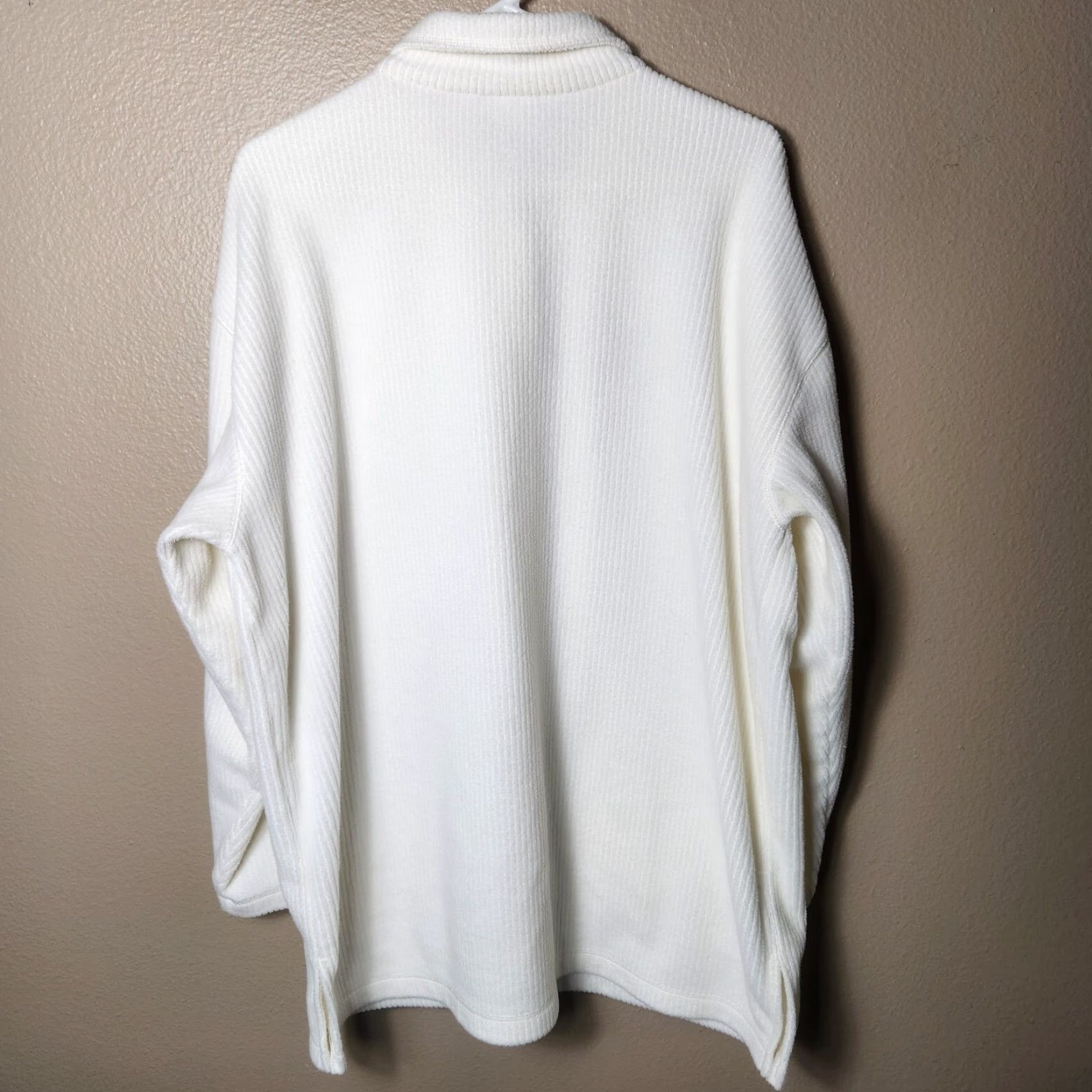 Vintage VINTAGE Crossroads Cream Heavy Fleece Button Front Shirt Jacket Shacket XL Women Collared Pockets 26" Chest 32" Length Size XL / US 12-14 / IT 48-50 - 4 Thumbnail