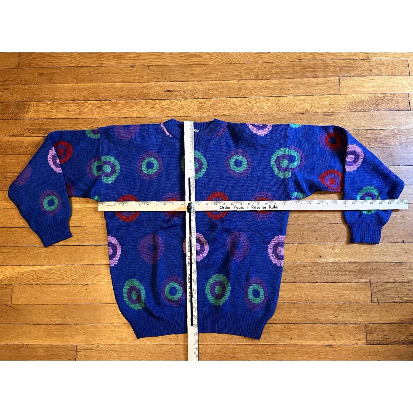Vintage VINTAGE Hema Sweater Men’s 38/40 Purple Bullseye Target All Over Print 90s Size US L / EU 52-54 / 3 - 6 Thumbnail