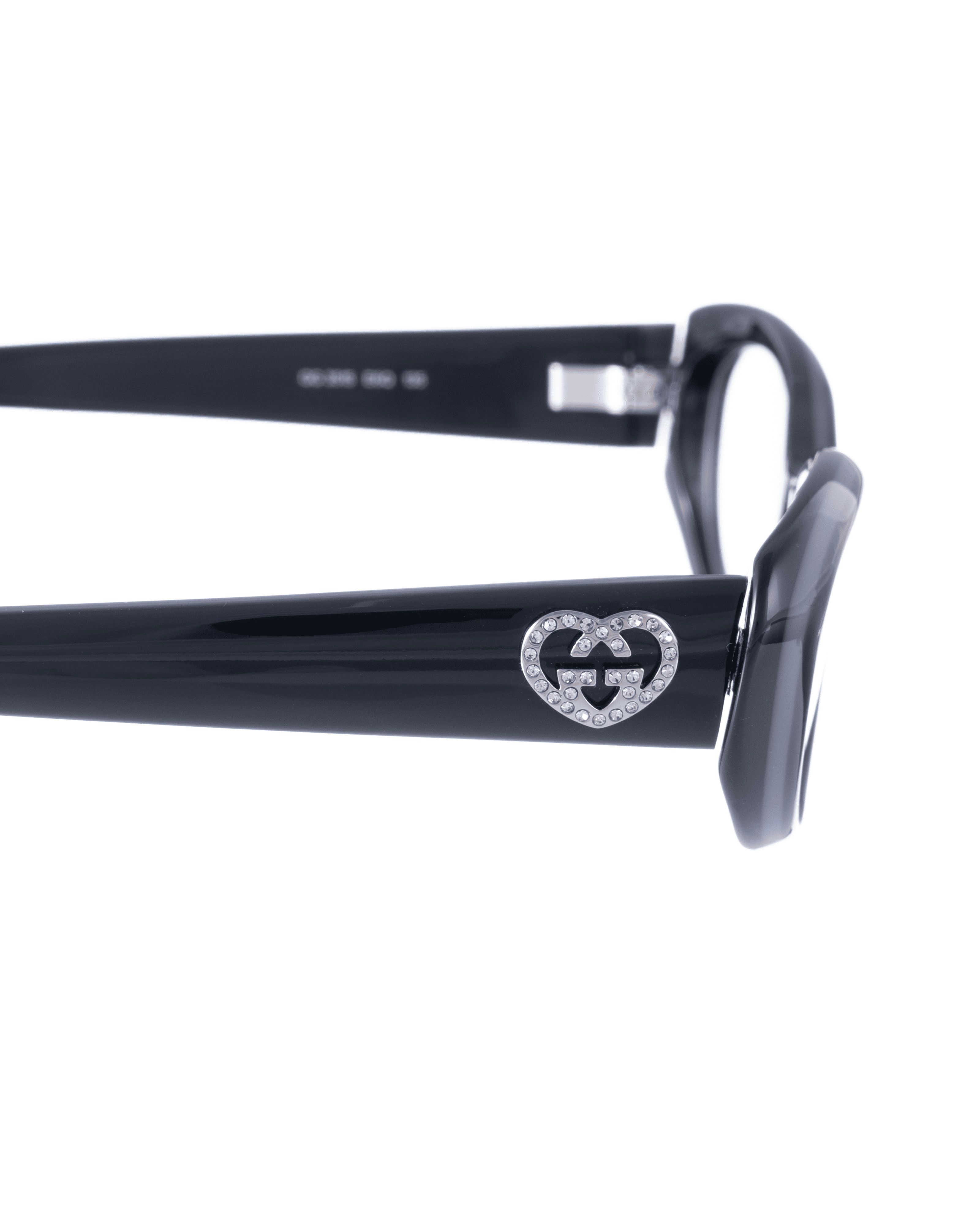 Gucci Gucci 00s Black & Grey Cat Eye Glasses with Crystal Hearts Size ONE SIZE - 3 Thumbnail