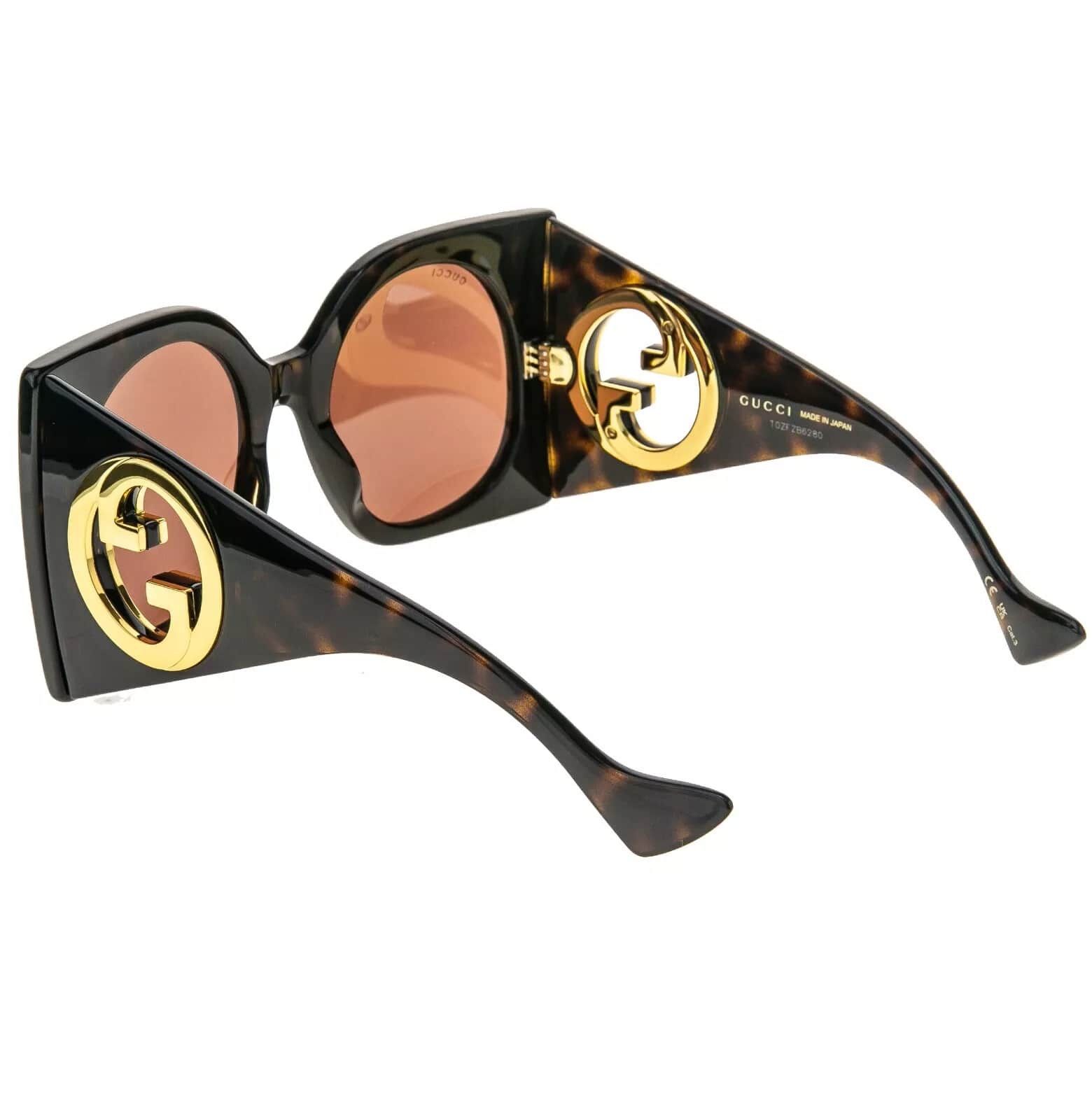 Gucci GUCCI 1254 Brown Gold Logo Gg1254S Oversized Mask Flat 002 Size ONE SIZE - 6 Thumbnail