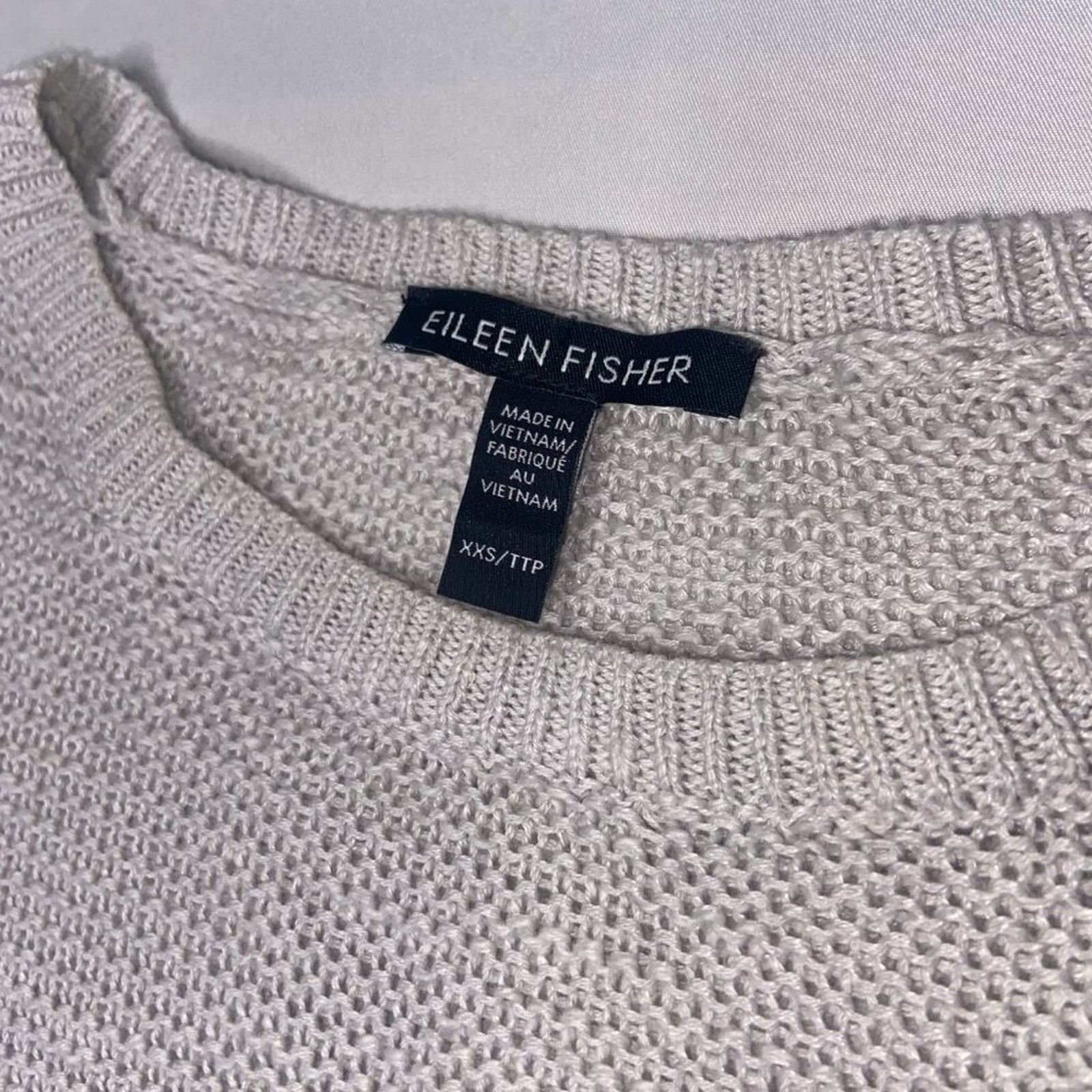 Eileen Fisher NEW Eileen Fisher Organic Linen Cotton Sweater CrewNeck Gray Size XXS / US 00 / IT 34 - 2 Thumbnail