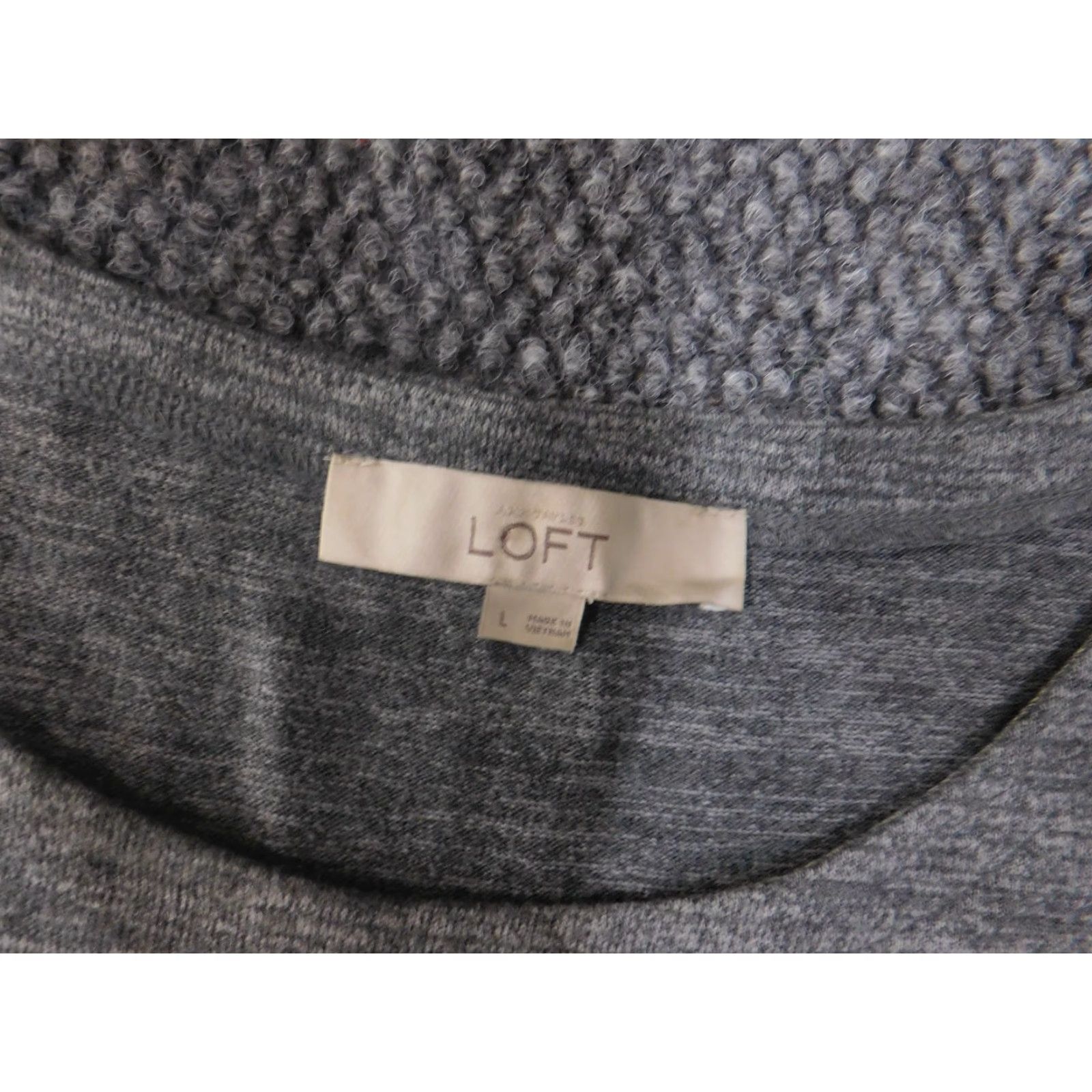 Loft LOFT Sweater Womens Large Gray Blue Ruffle Hem Long Sleeve Pullover Layered Top Size L / US 10 / IT 46 - 7 Thumbnail