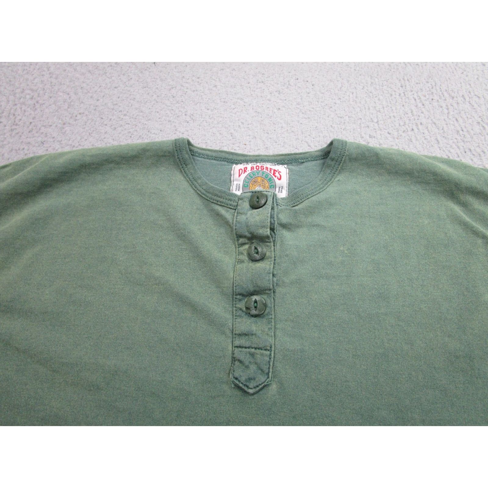 Vintage VINTAGE Dr Bogree's Celery Tonic Henley Shirt Mens Large Green Short Sleeve 90s Size US L / EU 52-54 / 3 - 3 Thumbnail