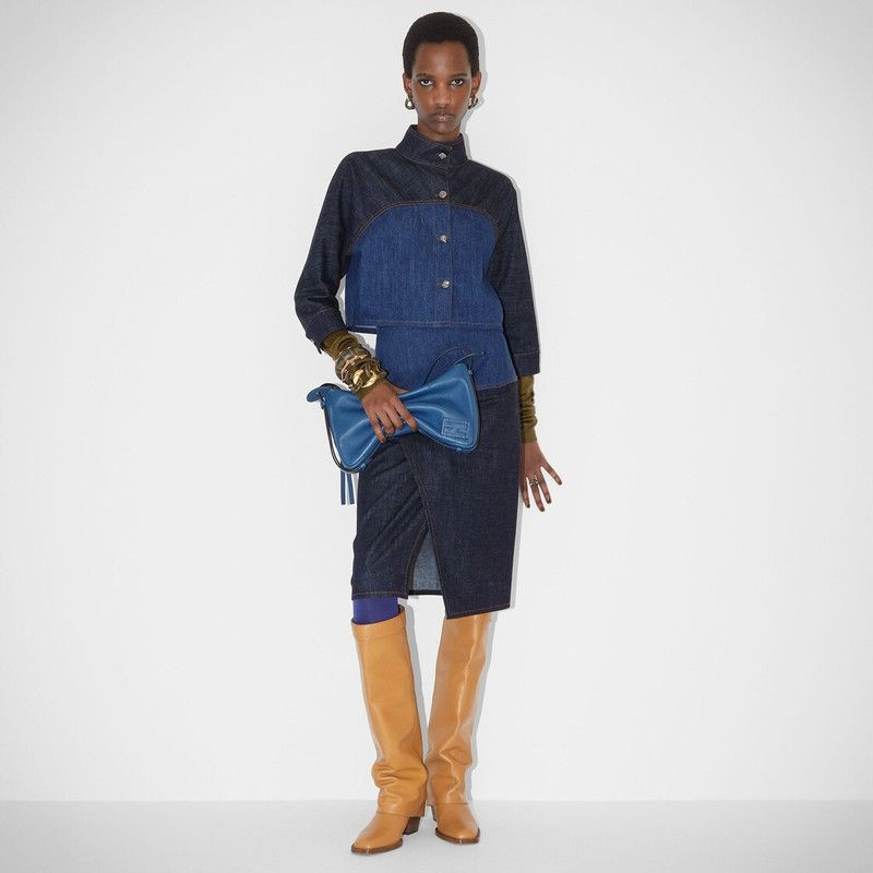 Fendi o1loc1c0126 Two-tone Denim Cropped Jacket in Blue Size L / US 10 / IT 46 - 4 Thumbnail
