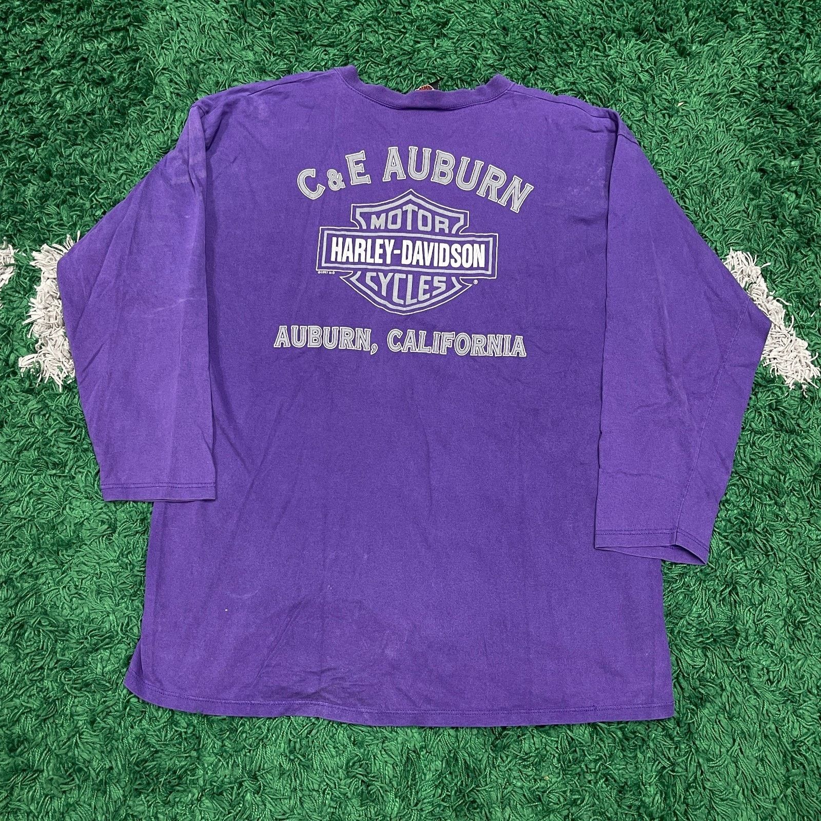 Harley Davidson × Vintage vintage 1997 Harley-Davidson purple long sleeve henley shirt Size US XL / EU 56 / 4 - 7 Thumbnail