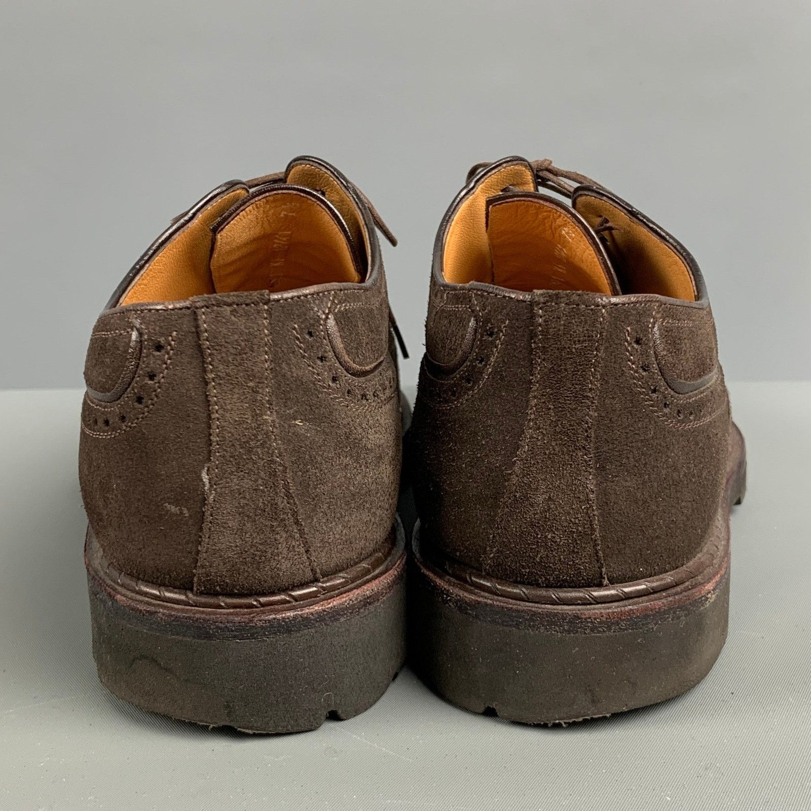 Testoni A.TESTONI Brown Perforated Suede Wingtip Lace Up Shoes Size US 7.5 / EU 40-41 - 3 Thumbnail