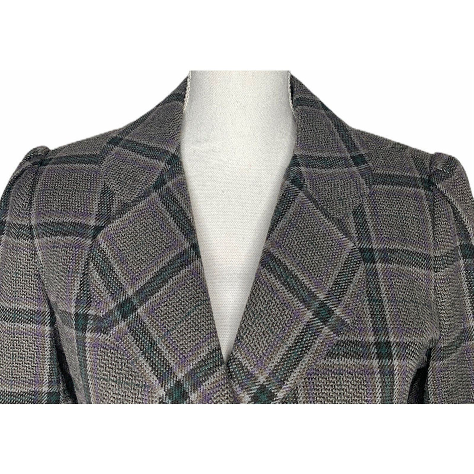 Mossimo Womens Mossimo Gray Purple Plaid Lined Wool Blend Blazer M Size M / US 6-8 / IT 42-44 - 2 Thumbnail