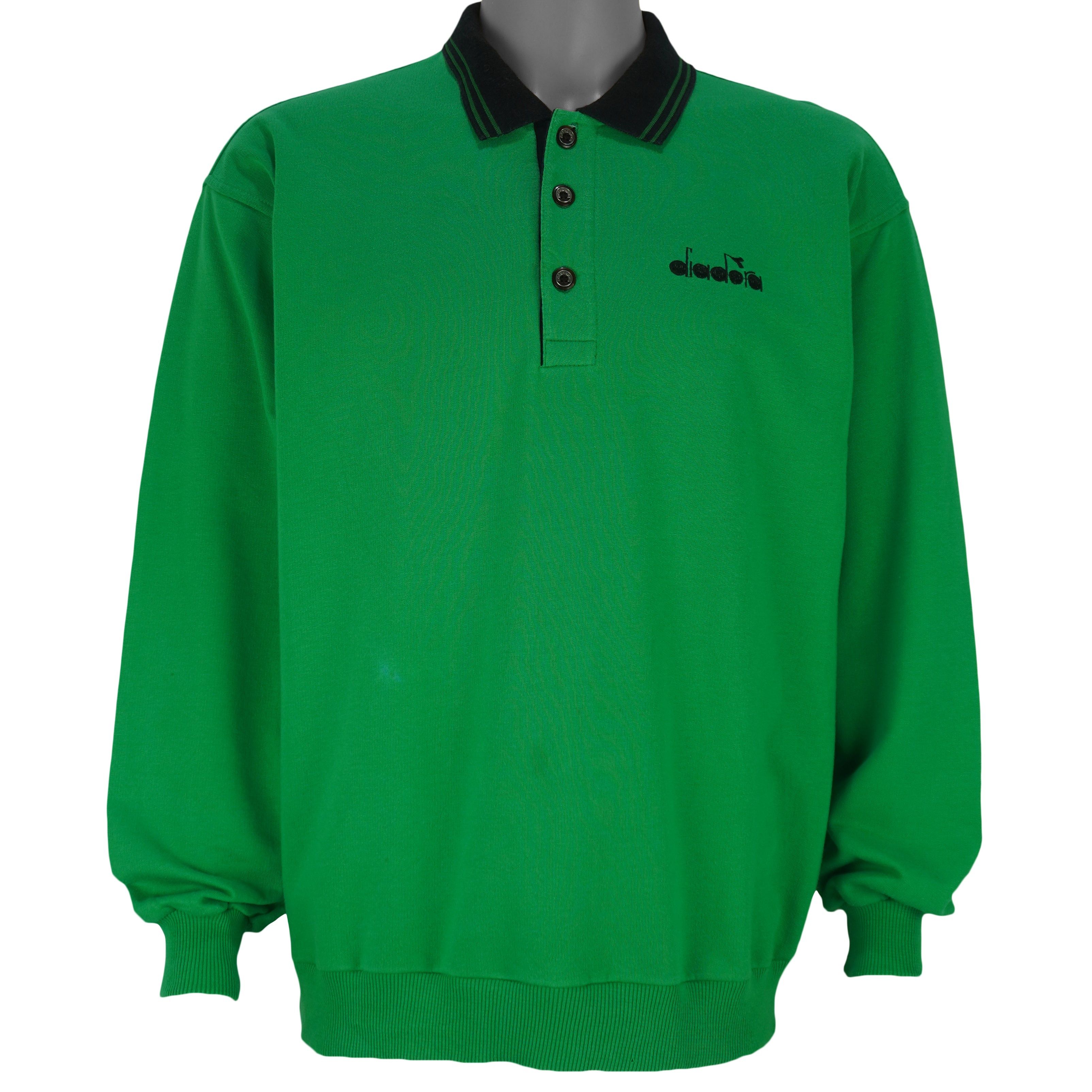 Diadora Green 1/4 Button-up Sweatshirt 1990s Large Size US L / EU 52-54 / 3 - 1 Thumbnail