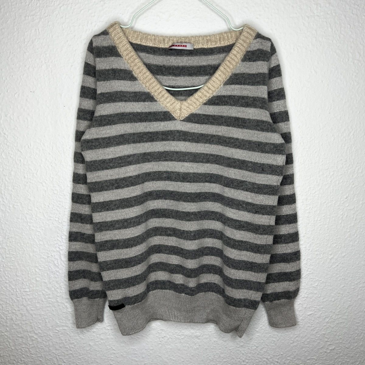 Prada Prada Wool Knitwear Sweater Grey Striped Jumper Retro Y2K Size M / US 6-8 / IT 42-44 - 1 Thumbnail