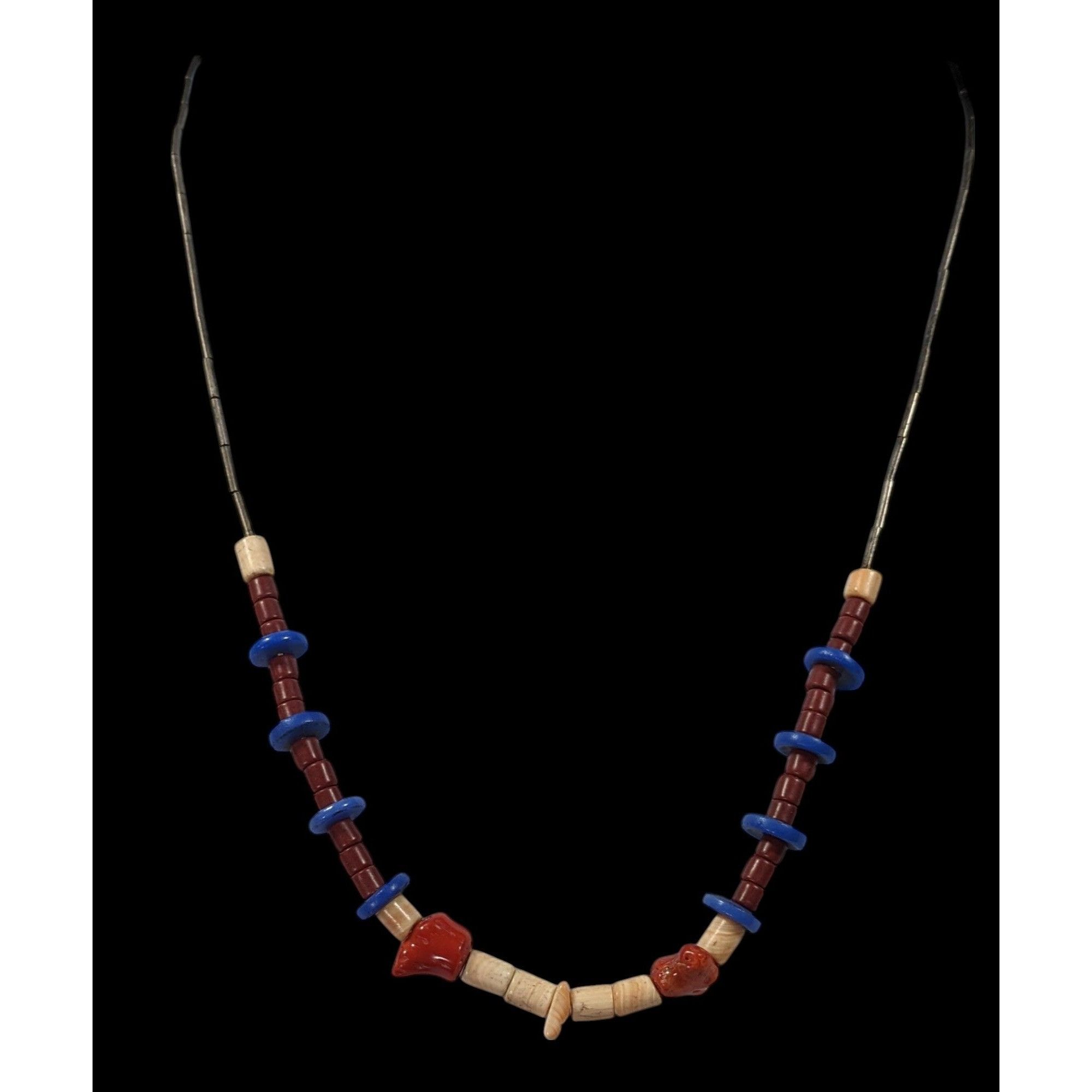 Other Vintage Stone And Coral Beaded Necklace With Liquid Silver A Size ONE SIZE - 2 Thumbnail
