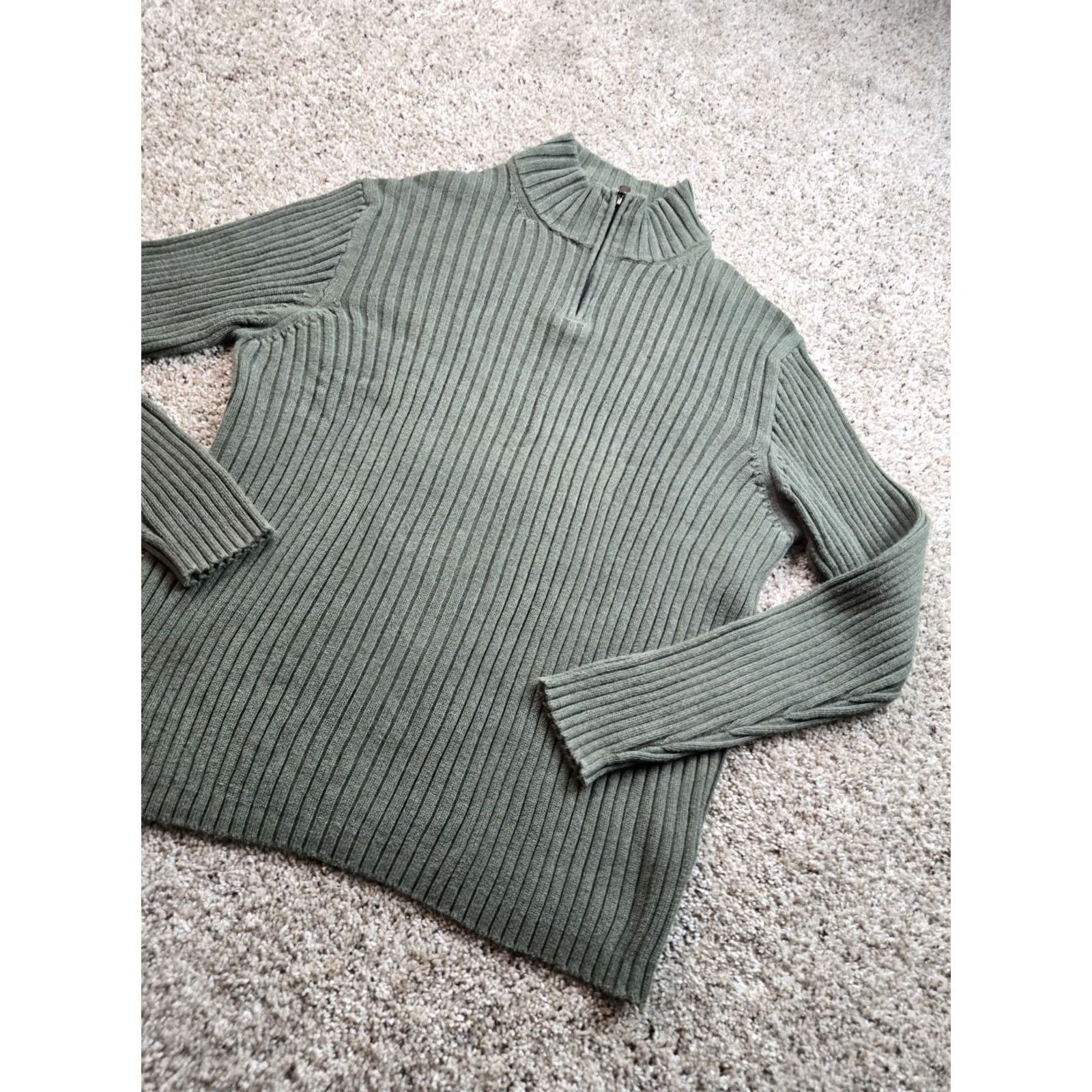 J.Crew VINTAGE J.CREW Sweater Mens XL Green Ribbed Mock Neck Knit Pullover Casual Y2K Size US XL / EU 56 / 4 - 2 Thumbnail