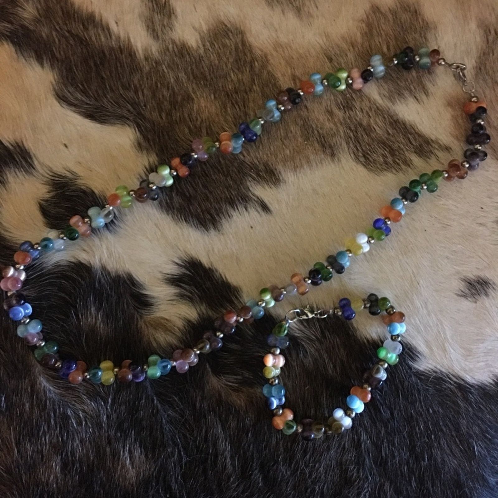 Vintage Vintage rainbow cat eye quartz jewelry set Size ONE SIZE - 1 Thumbnail