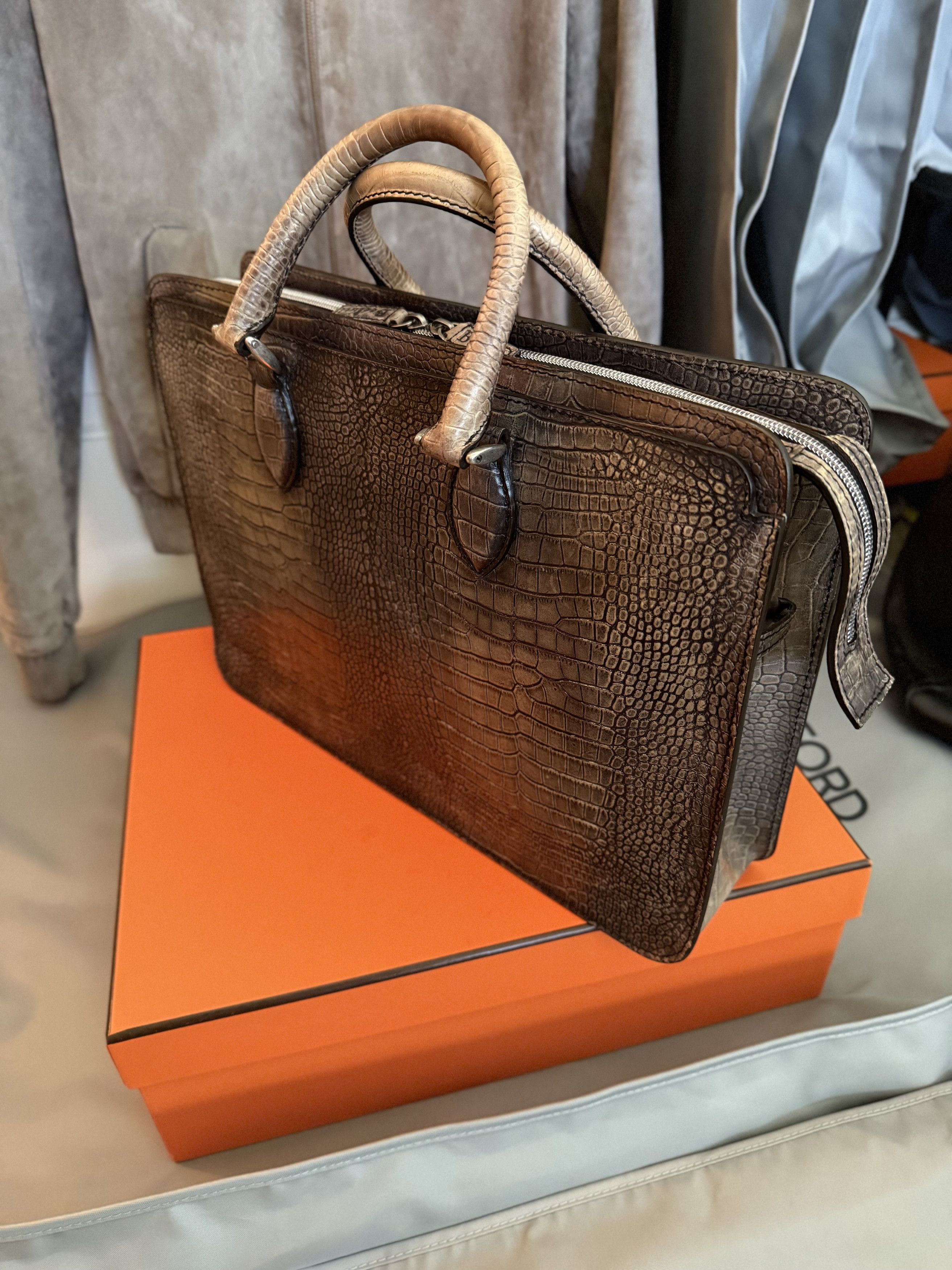 Berluti Ultimate Rare $36K MTO BERLUTI Alligator Crocodile Briefcase Size ONE SIZE - 14 Thumbnail