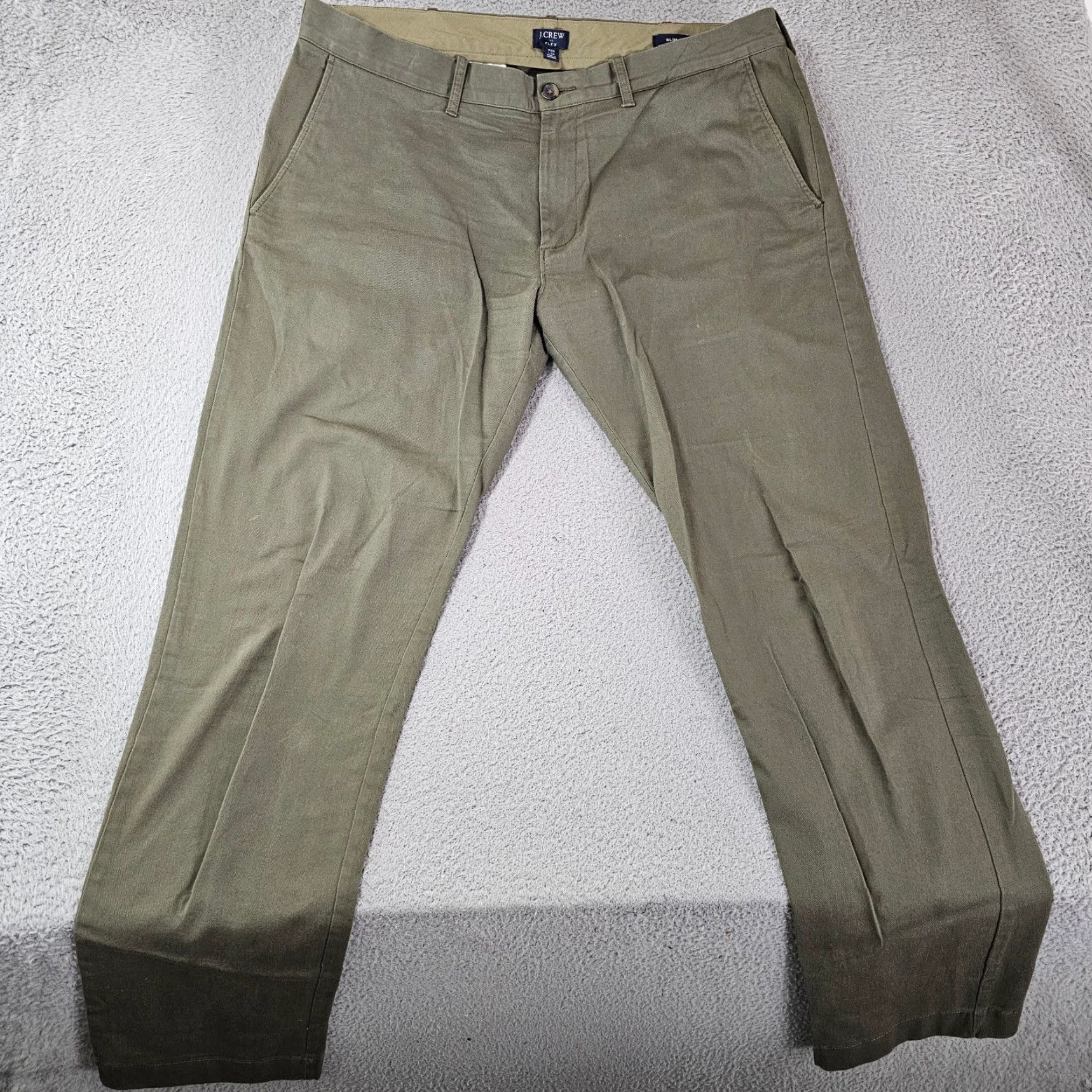 J.Crew J. Crew Flex Pants Slim Green Twill Cotton 35x32 Mens Straight Slim Front Zipper Belt Loops Casual Chino Preppy PANTS Size US 35 - 2 Thumbnail