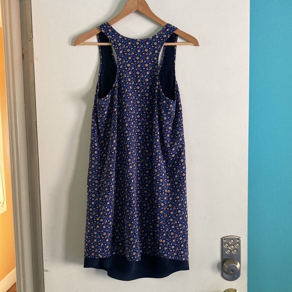 Tory Burch Tori Burch Womens Size XS Blue Floral Silk Mini Sheath Dress Size XS / US 0-2 / IT 36-38 - 4 Thumbnail