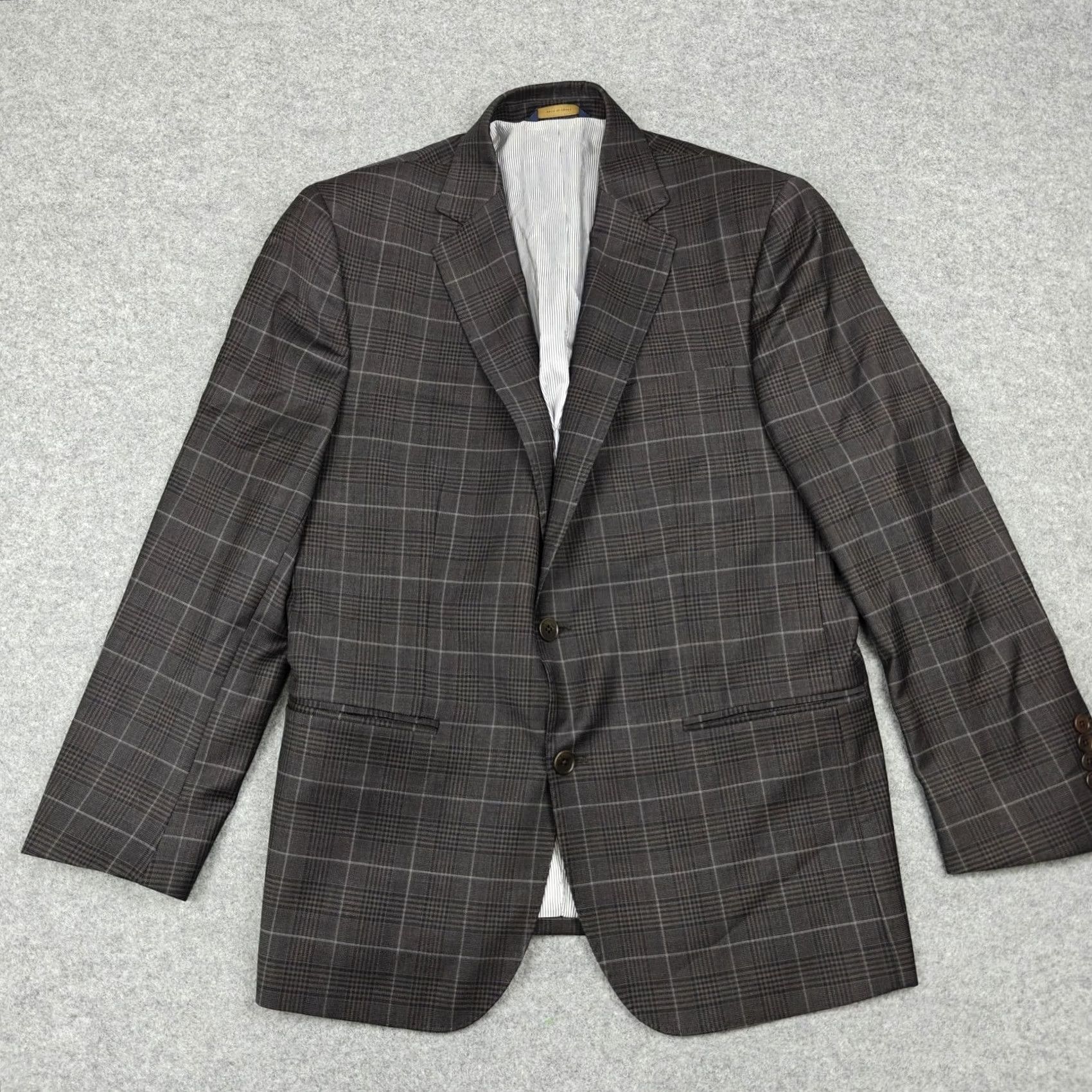 Brooks Brothers Brooks Brothers Blazer Mens 42S Brown Plaid Wool Stretch Sport Coat Jacket Size 42R - 2 Thumbnail