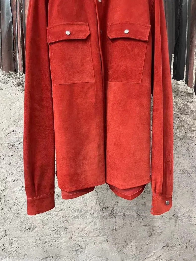 Rick Owens Rick Owens Red Suede Jacket with Pockets. Size US L / EU 52-54 / 3 - 4 Thumbnail