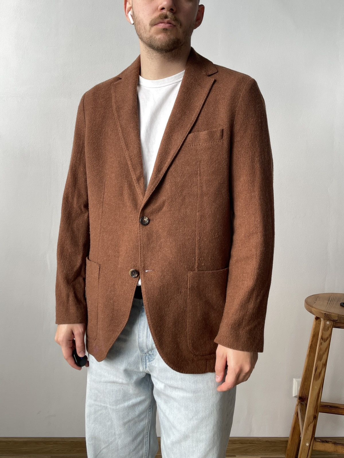 Circolo 1901 Circolo 1901 Men’s Wool Cashmere Brown Sport Blazer Size 52 Size 52S - 1 Thumbnail