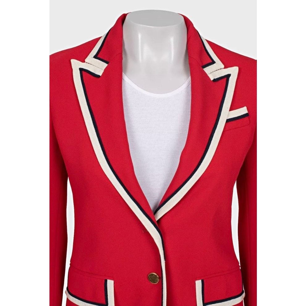 Gucci Gucci Red Fitted Jacket Contrast Trim IT38 XS Size XS / US 0-2 / IT 36-38 - 4 Thumbnail