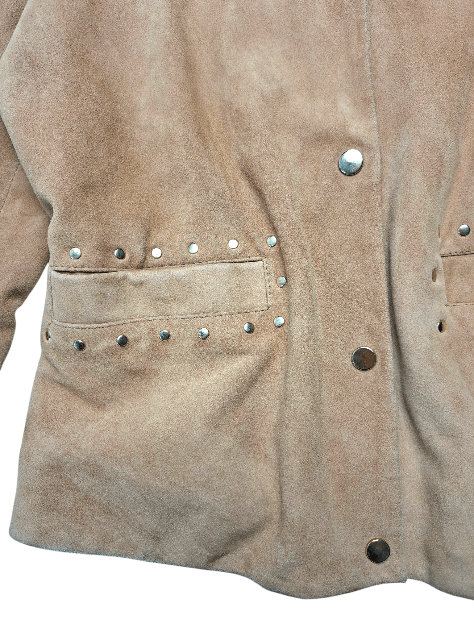 TWINSET TWIN-SET Simona Barbieri Suede Studded Jacket Tan Brown Size S / US 4 / IT 40 - 2 Thumbnail