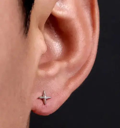 Jewelry x Vintage 925 Silver Vintage Punk Silver Star Earrings, Men's